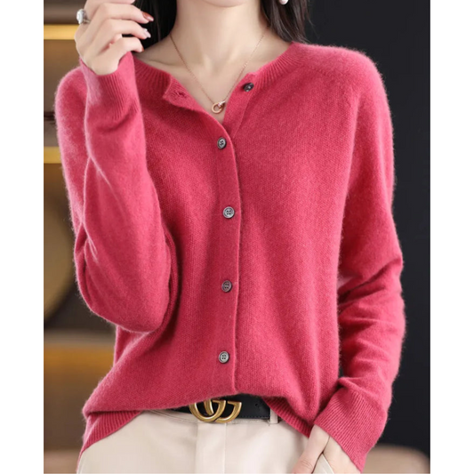ANJA - Reine Merinowolle Damen O-Uringad Strickpullover