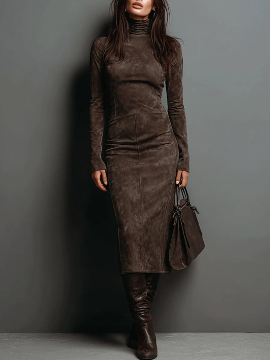 Ava | Wildleder Midi Kleid