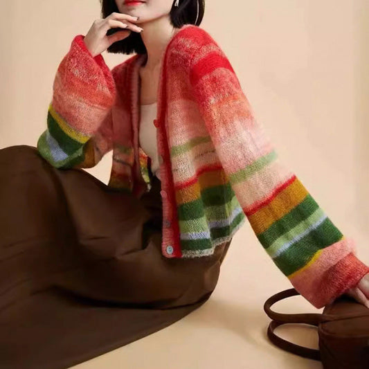 Regenbogen-Strickjacke Valentina Rossi